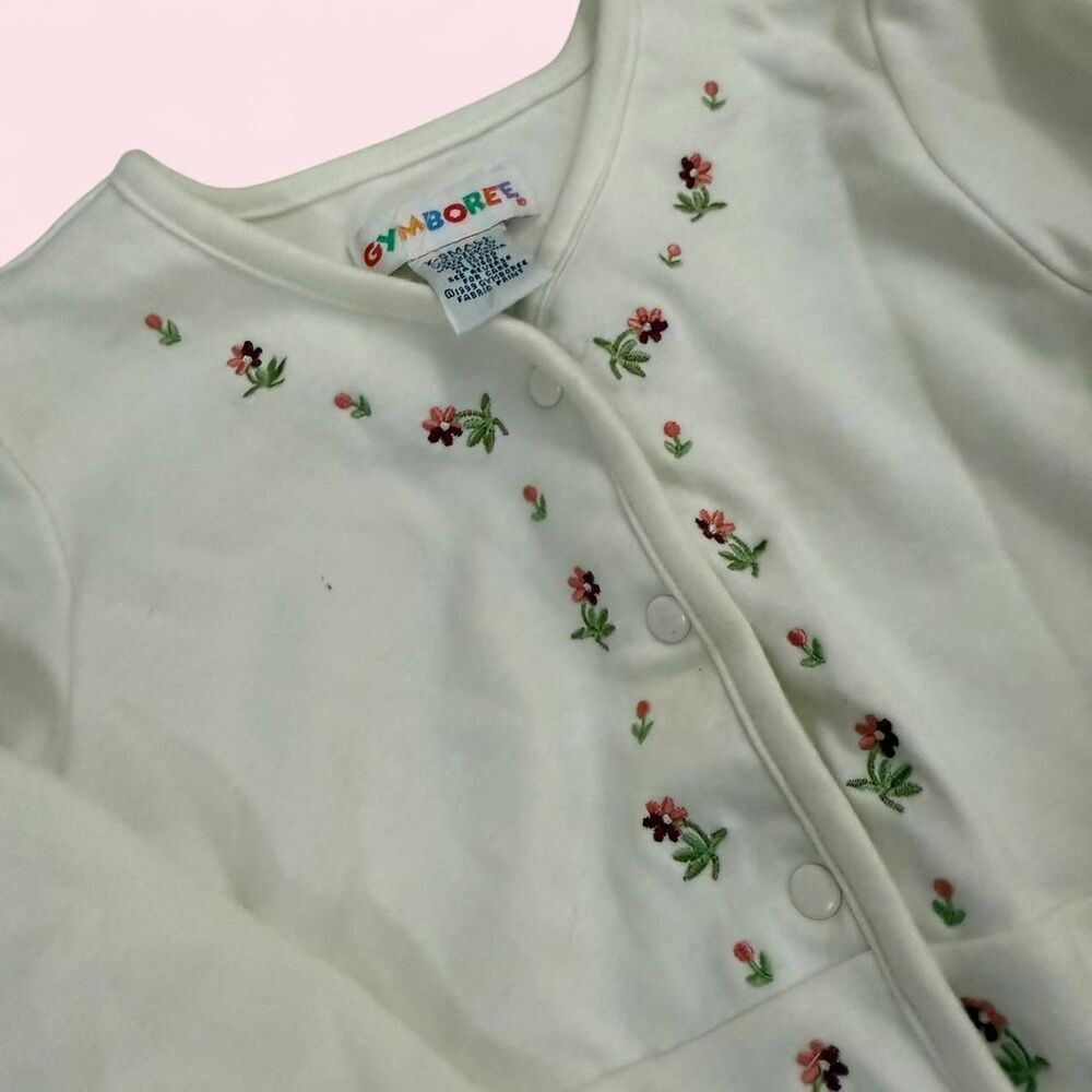 Vintage Gymboree 100% cotton Kids cream cardigan with floral embroidery - Picture 4 of 8